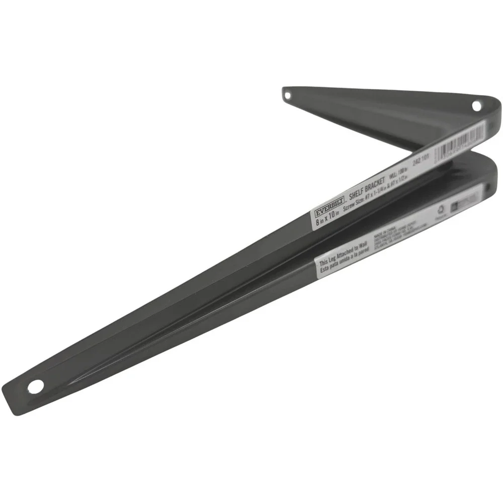 Everbuilt 242 101 Shelf Bracket 8x10 Grey‎ Steel 100lb Load Limit New